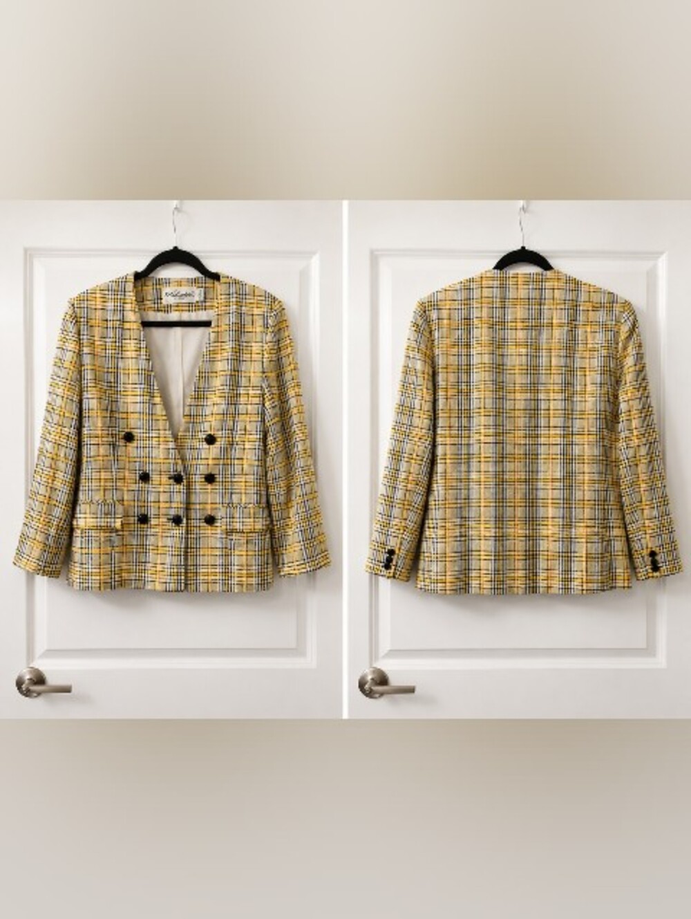 Cher Horowitz Clueless Inspired  Yellow Plaid Double-Breasted Blazer Size 10P
